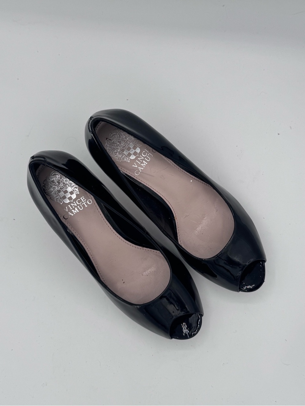 Vince Camuto Black Patent Peep-Toe Heels - Picture 3 of 8